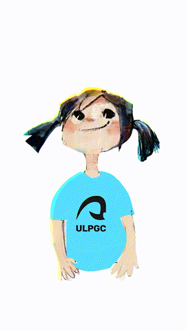 Ilustración animada de una niña con camiseta ULPGC