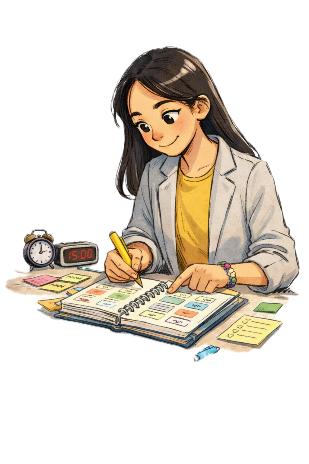 Estudiante organizando su agenda